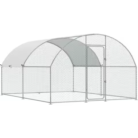 Large Metal Chicken Coop Run for Yard with Cover, 13x10x6.4 FT Walk-in Chicken Pen for Outdoor, Back