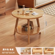 圓桌 家用小戶型雙層儲物實木餐桌 吃飯桌子 休閒圓形會客接待洽談桌（平行進口）（快遞送貨上門）