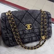 Chanel/香奈兒 25K深牛仔丹寧單肩包 塵袋