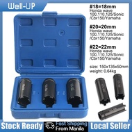 3Pcs 18mm 20mm 22mm Motorcycle Clutch Tool Drive Castle Wrench Clutch Nut Socket Wrench