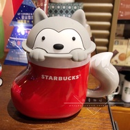 Starbucks Cup 2018 Limited Christmas Husky Shape Three-Dimensional Boots Tail Cup Lid Mug Ceramic Cup