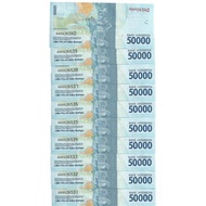 10 Lembar Prefik Cantik AAA 50000 NKRI Tahun 2016 UNC