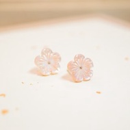 【花好月圓】天然粉貝殼貝母 全925純銀耳針/耳夾