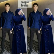 Limited- Cp Lovisa Navy SlNavy Brukat Couple Shirt