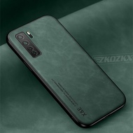 For Huawei Nova 7 SE CDY-NX9B Slim Minimalist Genuine Lamb Leather Case with Silicone Gel Rubber Sho