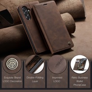 For Samsung A27 A26 A25 A24 A23 A22 A21S A20S A30 Retro Skin Feel PU Leather Phone Case Auto Magneti