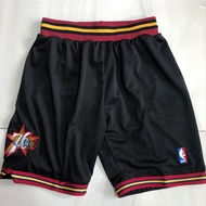 Full Embroidery Basketball Pants NBA Philadelphia 76ers Pocket Training Shorts Casual fitness Sports