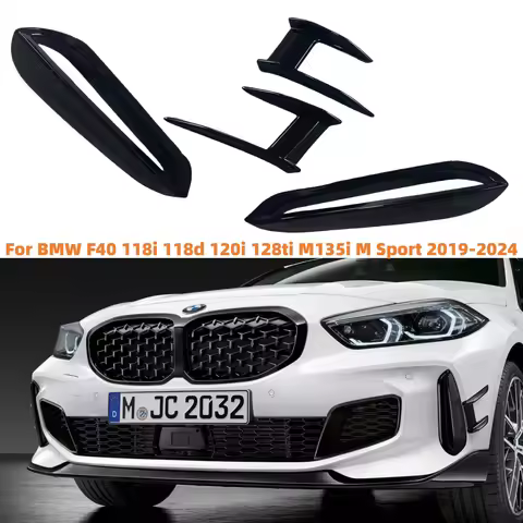 Gloss Black Front Bumper Side Spoiler Splitter For BMW F40 118i 118d 120i 120d 128ti M135i M Sport 2