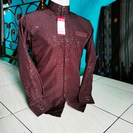 Kemeja Koko Sultan Kemko Pria Dewasa Motif Terbaru Kain Embos Premium Warna Hitam Putih Coklat