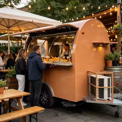 mobile food trailer with snacks machine fast food kiosk with refrigerator and sink