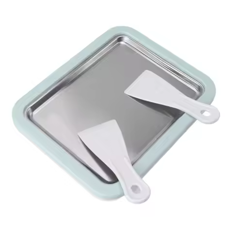 Stainless Steel ABS Rolled Ice Cream Maker Mint Green 2 Spatula Included Instant Ice Cream Maker Ver