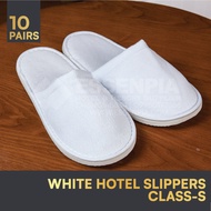 10 PAIRS CLASS S - WHITE HOTEL DISPOSABLE SLIPPER