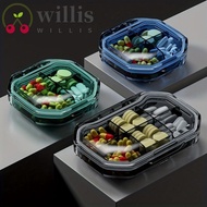 WILLIS Mini Pill Box, Moisture-proof Transparent Pill Organizer Case, Medicine Organizer Case Weekly Rectangular Portable Pill Tablet Storage Box Candy Box