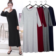 Woman Fashion Wild Plus Size Dress Summer C82L-ES Korean Loose Modal Long-sleeved Long Skirt