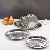 【GK】Oval Plate 304 Stainless Steel Dinner Dish Metal Plates Tableware Eco-Friendly Fish Plates