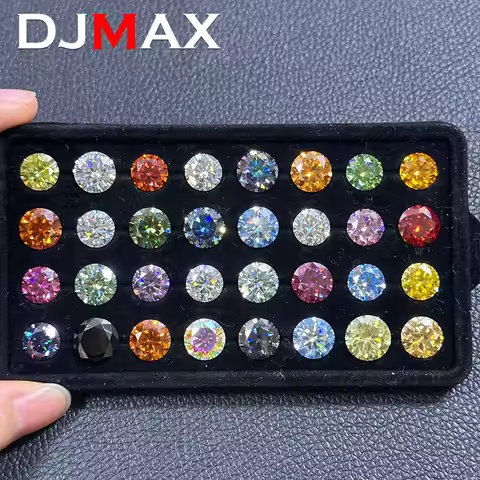 DJMAX 0.5-3ct Pink Red Royal blue Green Moissanite Loose Stone Excellent Cut 5/6.5/8/9mm Original Mo