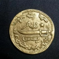 Koin gobog yasin kuningan gambar pedang