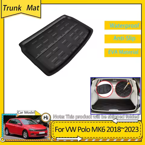 Car Trunk Mat For Volkswagen VW Polo AW BZ MK6 2018~2023 Accessories Cargo Boot Pad Protective EVA W