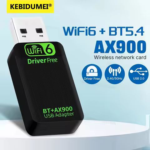 900Mbps USB WiFi Wlan Receiver Bluetooth 5.4 Adapter 2in1 Dongle Dual Band 2.4G 5GHz USB Wi-Fi 6 Net