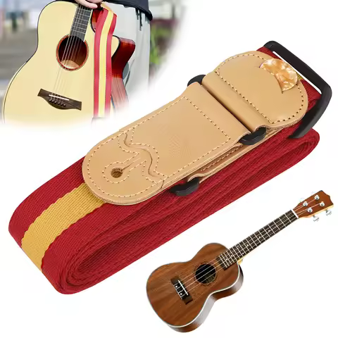 Guitar Strap Adjustable Colourful Stripe Belt with Guitar Picks and Pick Pocket Guitar Belt for Elec