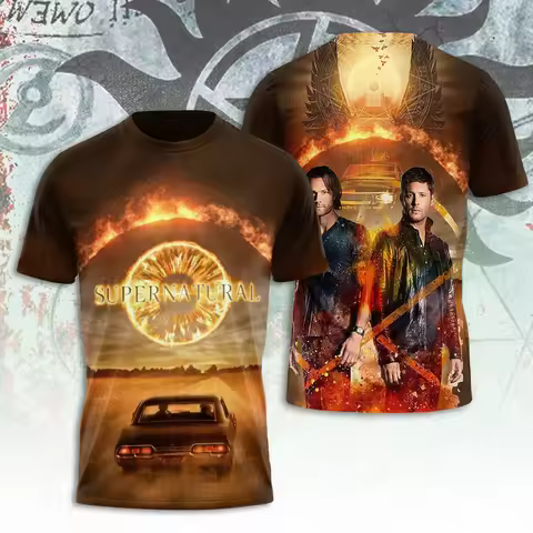 Hot Supernatural TV Series 3D Printing Tshirt Fashion Men Women Harajuku Short sleeve O-neck Tee Top
