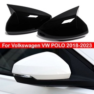 For Volkswagen VW POLO 2018-2023 Car Rearview Side Mirror Cover Sticker Wing Cap Exterior Door Rear View Case Trim Carbon Fiber