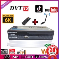 กล่องรับสัญญาณดิจิตอลทีวี DVB-T2 ยี่ห้อ AJ 1080p HDMI  USB  รีโมท (แถมเสาอากาศ) โหลดหนังดูได้ เสียบไมโครโฟน สำหรับร้องคาราโอเกะได้ (รับประกันของแท้ 100%)