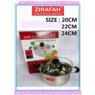 < ZIRAFAH > Stainless Steel Cooking Pot 20CM / 22CM / 24CM / Double Ear Pot With Lid