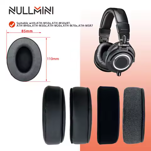 NullMini Replacement Thicken Earpads Headband for ATH-M50x, ATH-M50xBT, ATH-M40x, ATH-M30x, ATH-M20x