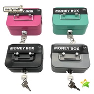MERLYMALL Cash Box, with Coin Slot Sturdy Handles Money Box, Metal Lockable Security Coin Saving Box