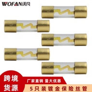 Transparent Glass Fuse 5 * 20 Fuse Tube AGU Gold-Plated Fuse Tube 5pcs 30A 60A 100A