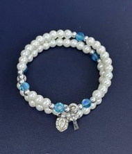 購自英國 西敏寺 (Westminster Abbey) 白色珍珠十字架手鍊 (Pearl Bracelet White w Cross) (全新)