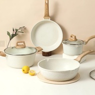 【holomall】CAROTE Same Style Cosy/IceCream 7PCS Non Stick Pot Cookware Set PFOA Free Suitable All Sto