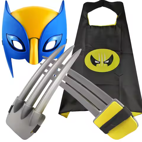Marvels Wolverine Wolf Claws Mask Cape Anime Action Figures Cat Talon Facepiece Cloak Kids Cosplay C