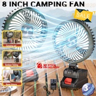 8'' Cordless High Power Camping Fan Outdoor Desktop Cooling Fans Adjustable Rechargeable Circulation