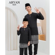 Baju Melayu Lelaki (BLACK) Baju Melayu Exclusive Aryan Baju Melayu Raya 2025 Baju Melayu Sedondon Ra