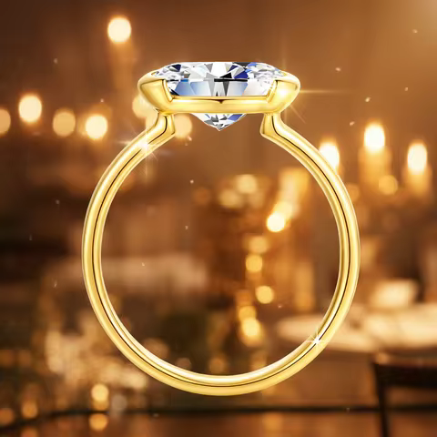 3CT 14K Gold Moissanite Ring AU585 Certified Synthetic Diamond Jewelry Gift for Engagement Wedding A
