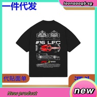 Cars and Clo - Oversized Black - F1 Ferrari Blueprint T-Shirt