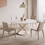 輕奢餐枱 餐枱餐椅組合 dining table with dining chairs 奶油風餐枱 送轉盤 岩板餐桌 圓枱 dining table 飯桌