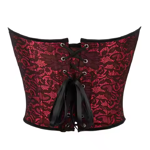 Women Vintage Overbust Corset Crop Top Bustier Gothic Lace-up Shapewear Korset
