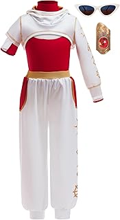 Girls Kids Zombies 4 Nova Costume Cheerleader Halloween Cosplay 5PCS Set With Glasses and Wristband