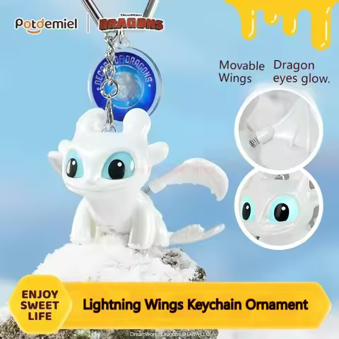 New Potdemiel How To Train Your Dragon Toothless Night Fury & Light Fury Keychain Cute Teeth Luminou