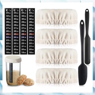 (WJRN) Sourdough Jar Kits Set with Cloth CoverThermometer Strips 2 Spatula Fit 24 Oz Sourdough Jar R