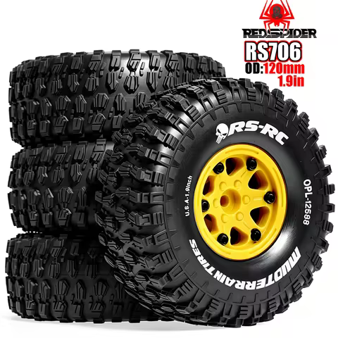 RED SPIDER 4Pcs 120mm 1.9 Inch Plastic Beadlock Wheels RC Rubber Tyres For Axial SCX10 II Capra Trax