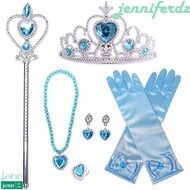 JENNIFERDZ Elsa Princess Accessories, Pretty Elsa Necklace Earrings Girls Princess Crown, Lovely Glo