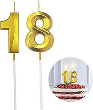 Birthday Candles Numbers 18 Number Candle 18th Birthday Gold Glitter Candles Decorative 3D Cake Deco