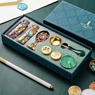 Bộ đóng dấu SEAL SEAL cho thư niêm phong tem đóng dấu sáp với tay cầm bằng gỗ cho kỳ nghỉ mời đám cư