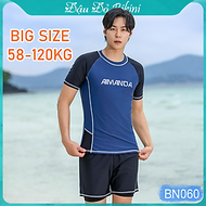 Bộ bơi nam cao cấp, có cỡ big size tới 125kg cho người mập béo, dáng áo bơi cộc tay, quần 2 lớp phom
