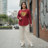 Women's Oval Long Sleeve T-Shirt Detective Bear SizeBIG 6XL 7XL 5XL 4XL 3XL 2XL XL