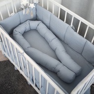 藍色橢圓形亞麻（麻）保險槓 - 嬰兒床保險槓 - 蛇形保險槓